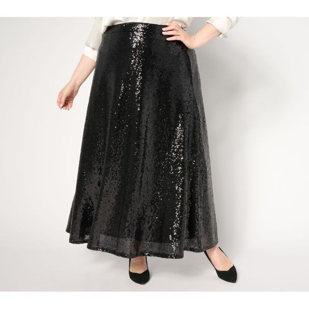 Joan Rivers Classics Collection Women's Petite Skirt PM Carpet Black A668953